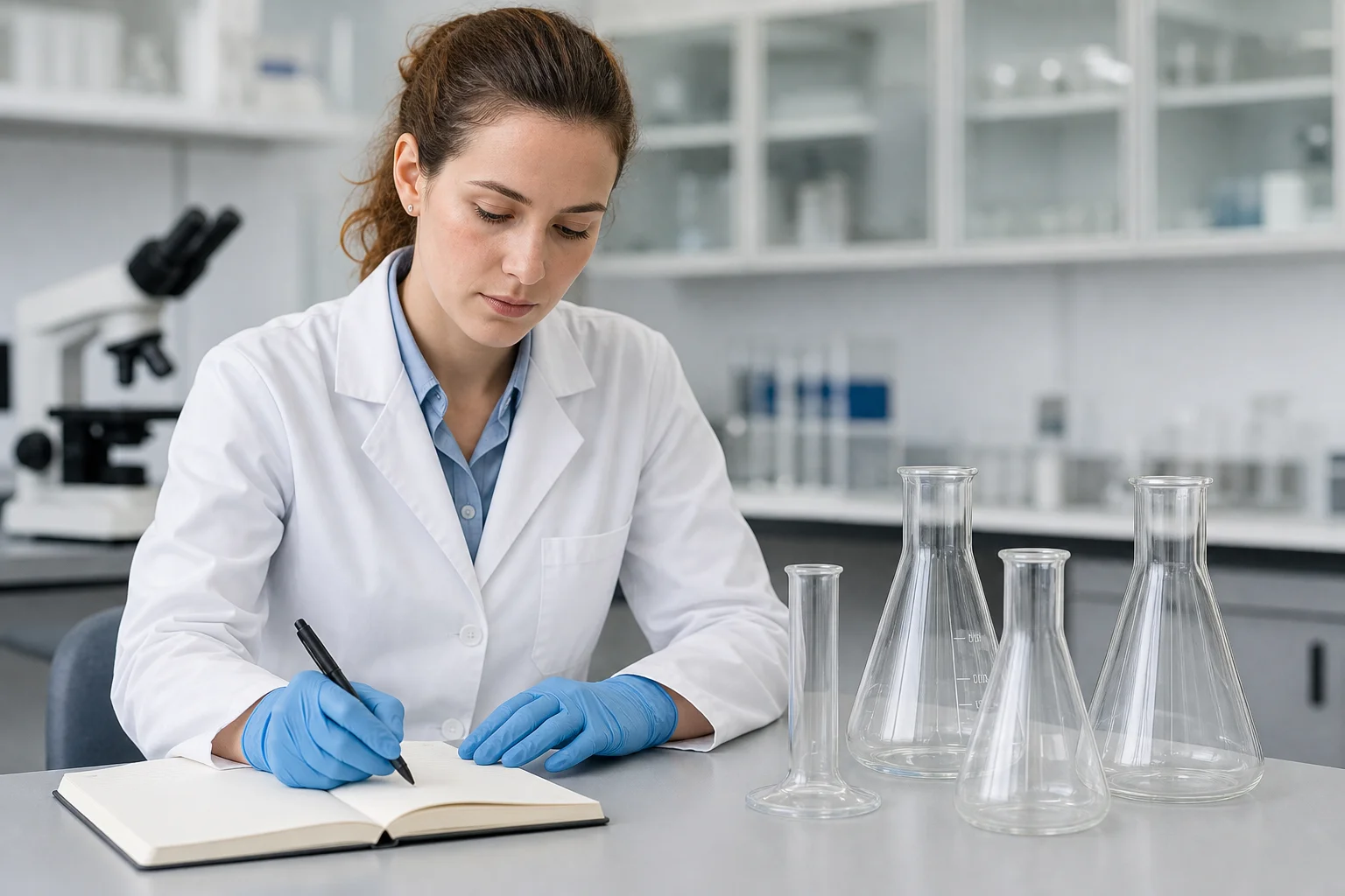 A gloved hand comparing a peptide vial's printed lot number against a certificate of analysis document